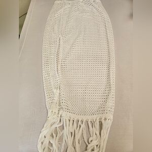VNVNE-SKirt Women's Large Cream  Crochet  Fringe Skirt